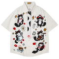 Funny Vintage Cat Graphic Oversized Shirt — back view