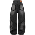 Tassel Vintage Patchwork Denim Baggy Jeans — front view