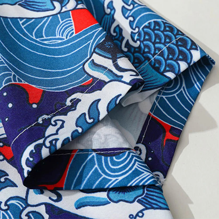 Koi Graphic Oversized Shirt — fabric close-up