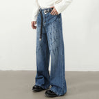 Loose Vintage Blue Denim Baggy Jeans — back view