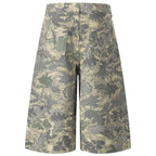 Camouflage Loose Denim Shorts — front view