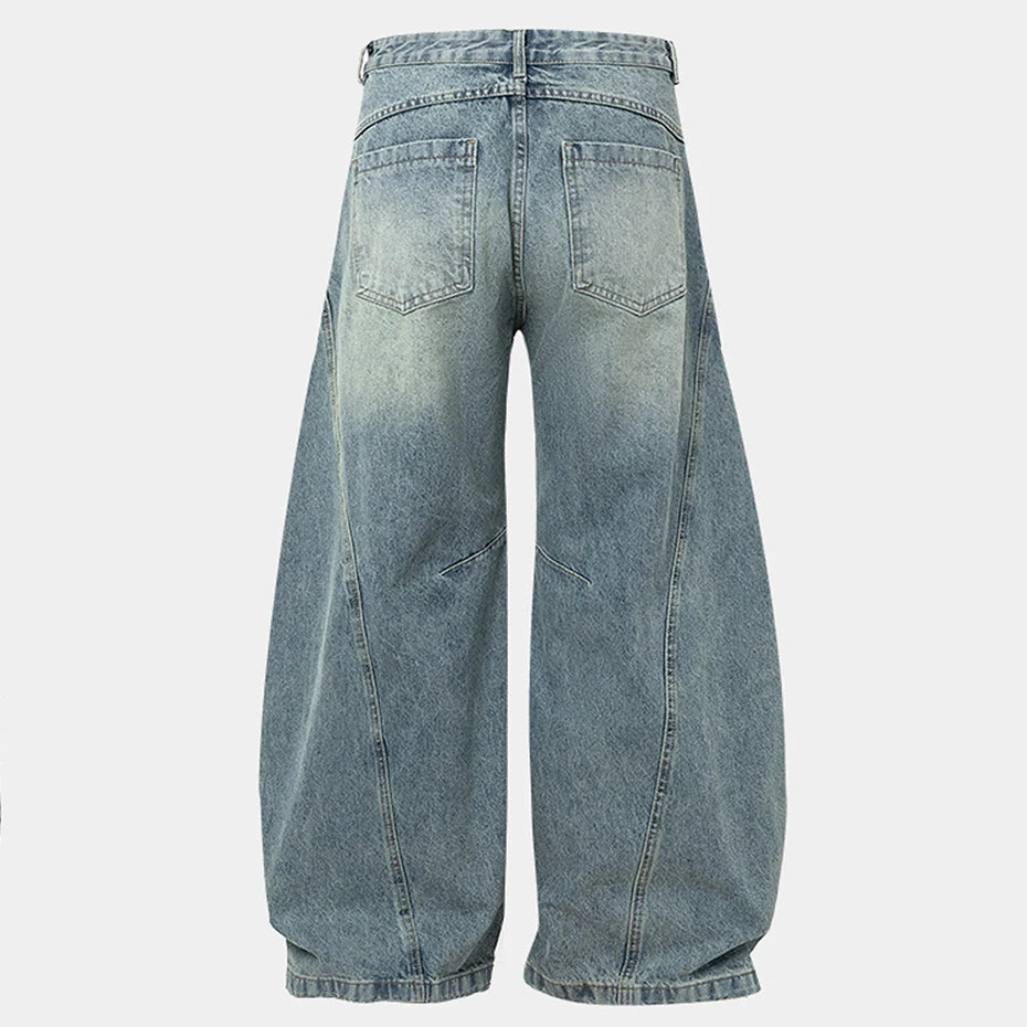 Y2K Vintage Blue Denim Baggy Jeans — front view