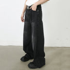 Vintage Black Denim Baggy Jeans — back view