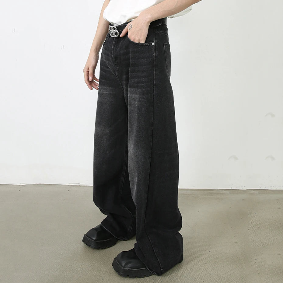 Vintage Black Denim Baggy Jeans — back view