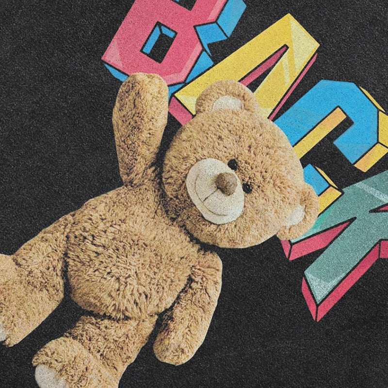 Black Bear Graphic Oversized T-Shirt — front view