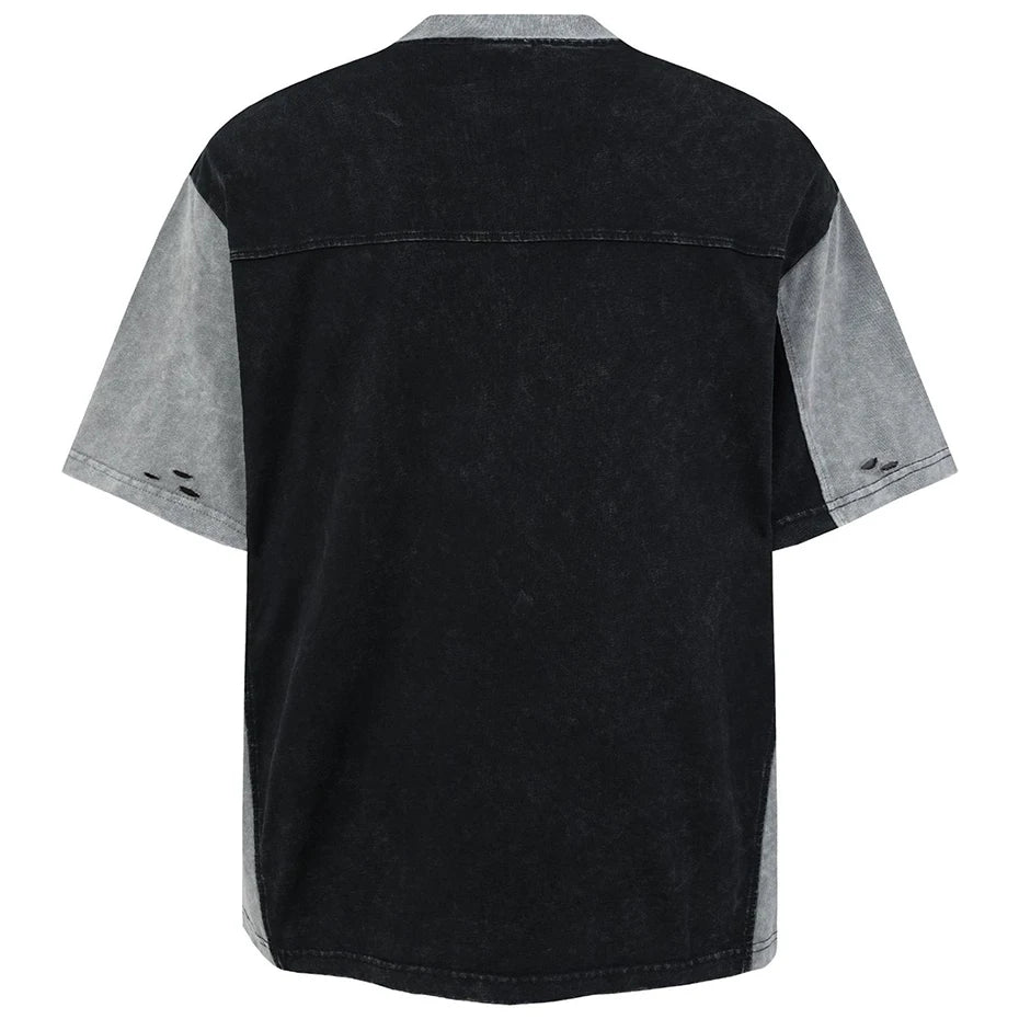 Y2K Patchwork Oversized T-Shirt — front view