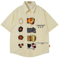 Button Cat Graphic Loose Shirt — styling shot