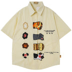 Button Cat Graphic Loose Shirt — styling shot