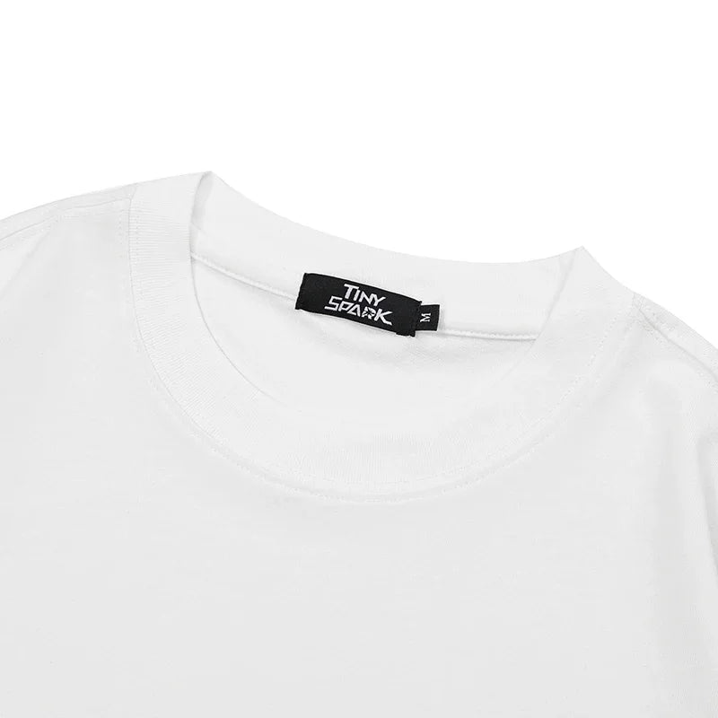 Y2K White Letter Graphic T-Shirt — fabric close-up