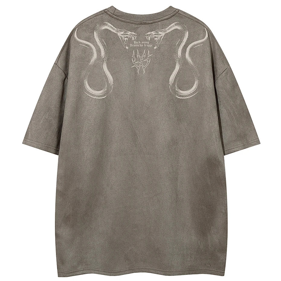 Tshirts Vintage Graphic Suede Oversized T-Shirt — detail shot