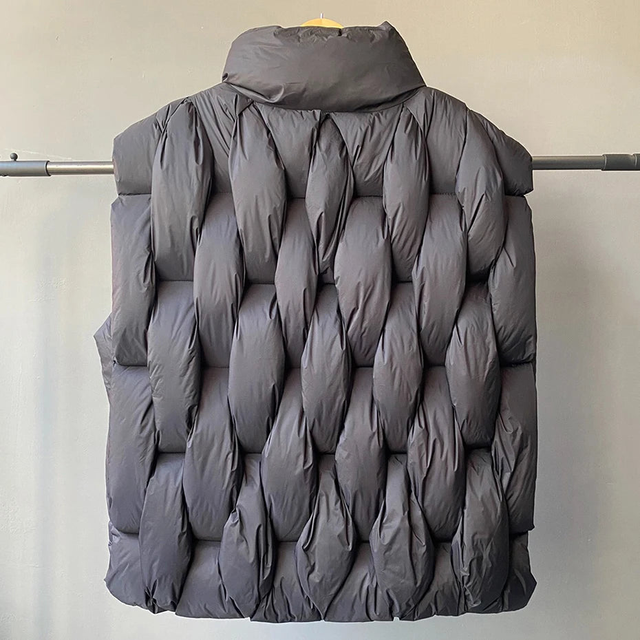 Vests Black Padded Loose Puffer Jacket — front view