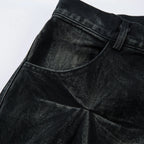 Black Pleated Denim Baggy Jeans — back view
