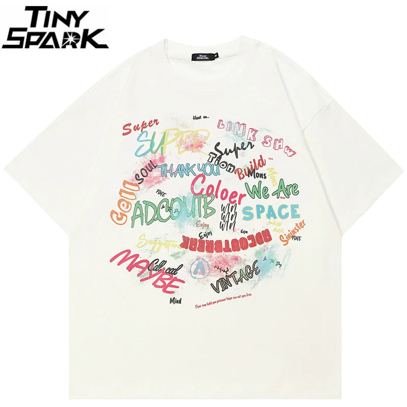 Beige Graffiti Graphic T-Shirt — front view