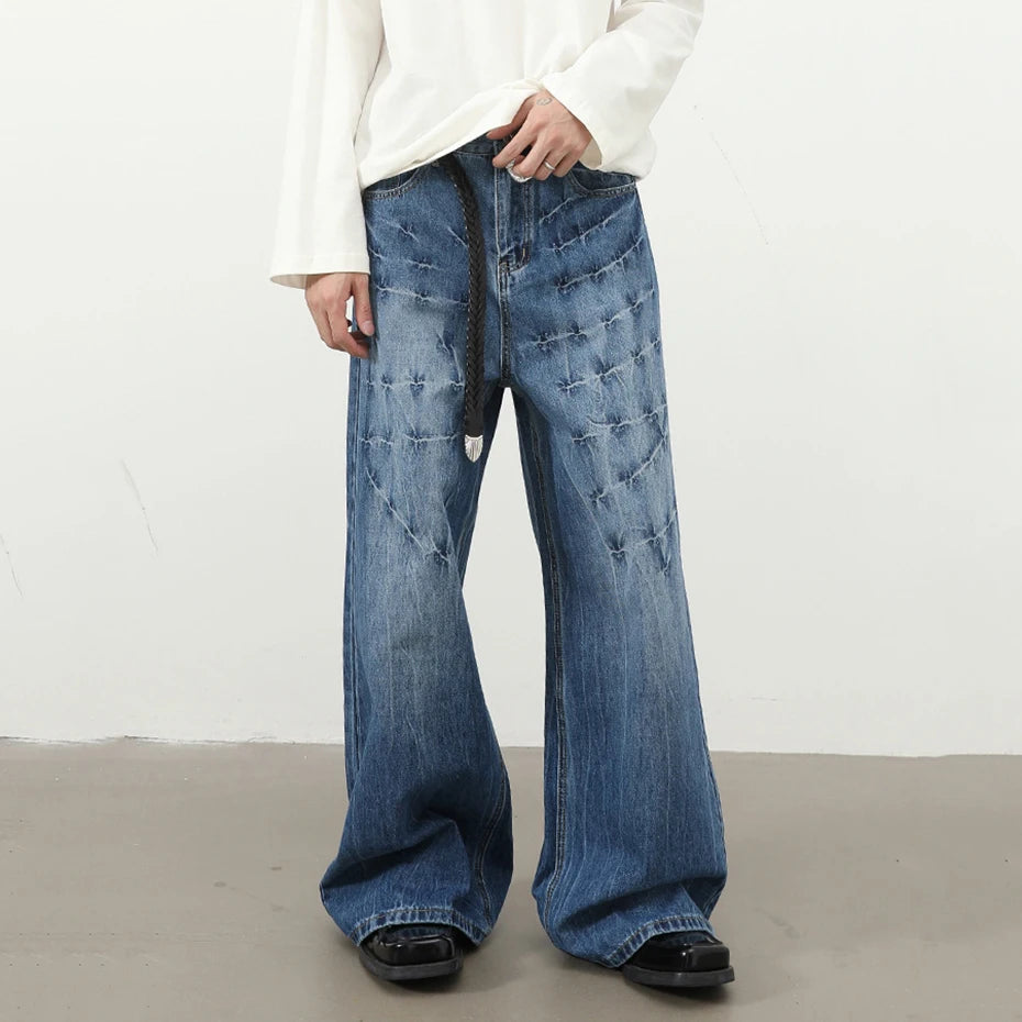 Loose Vintage Blue Denim Baggy Jeans — detail shot