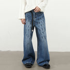 Loose Vintage Blue Denim Baggy Jeans — detail shot