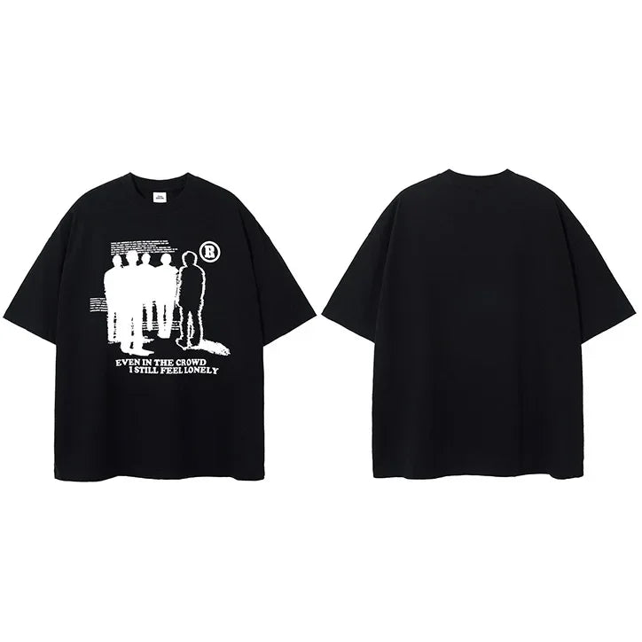 Black Lonely Shadow Graphic T-Shirt — side view