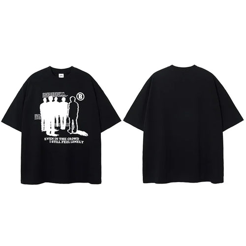 Black Lonely Shadow Graphic T-Shirt — side view