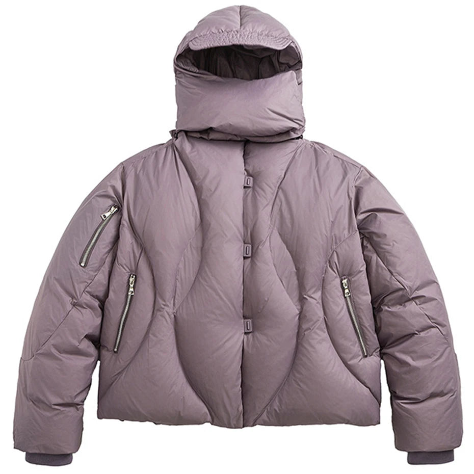 White Padded Puffer Jacket — fabric close-up