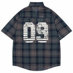 Vintage Plaid Oversized Varsity Jacket — front view