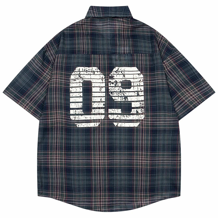 Vintage Plaid Oversized Varsity Jacket — front view