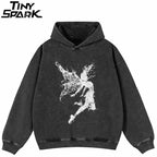 Retro Black Angel Graphic Oversized Hoodie — front view
