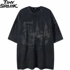 Retro Black Washed Loose T-Shirt — front view