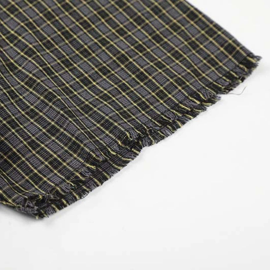 Vintage Plaid Washed Oversized Shirt — fabric close-up