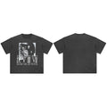 Roman Retro Black Washed T-Shirt — fabric close-up