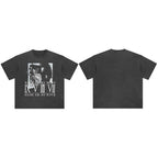 Roman Retro Black Washed T-Shirt — fabric close-up