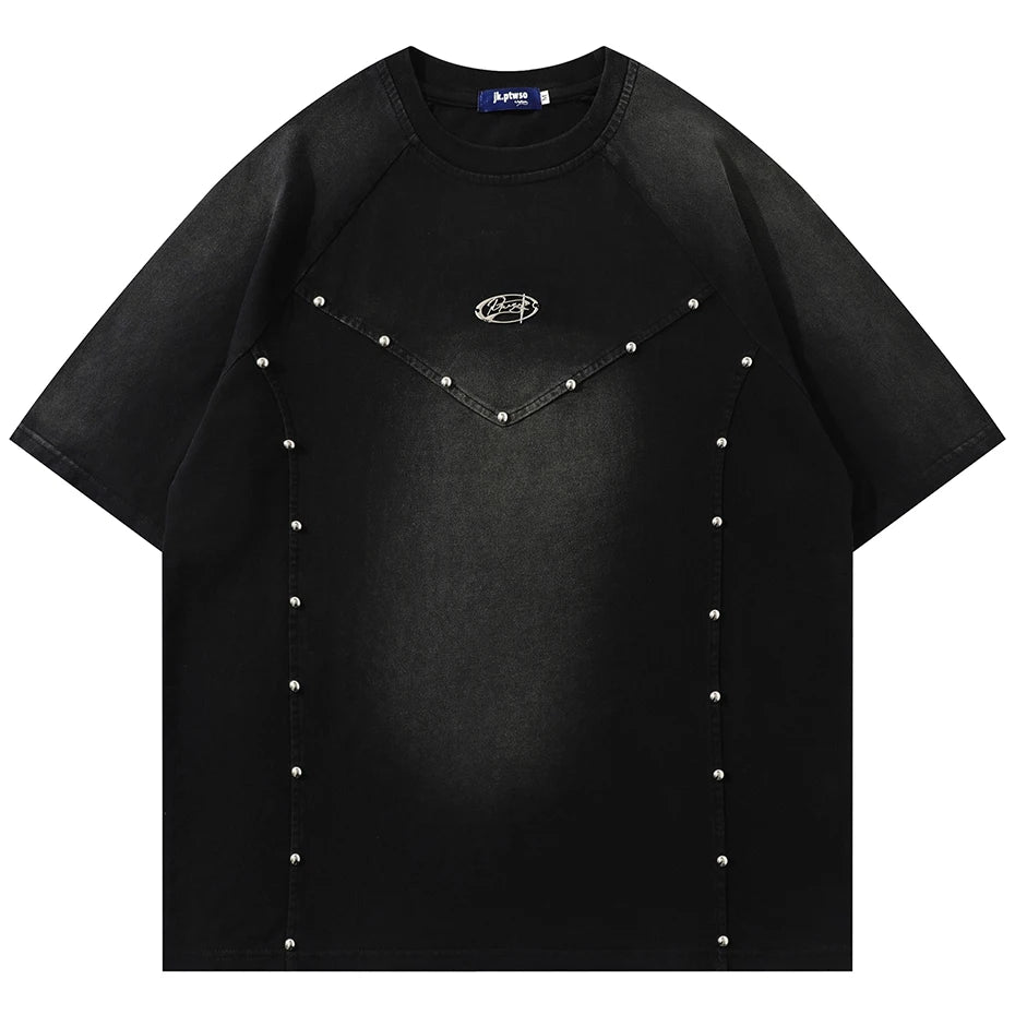 Punk Patchwork Oversized T-Shirt — styling shot