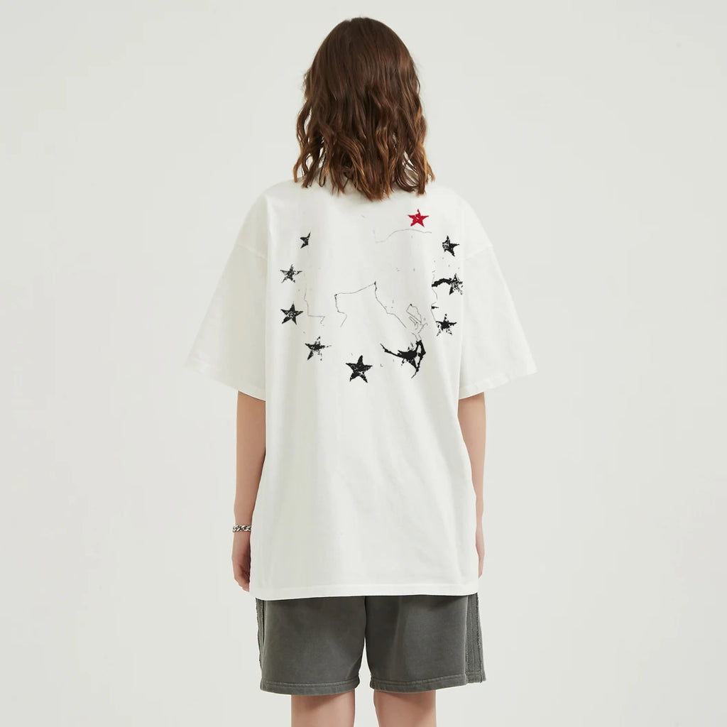 Print White Cat Graphic T-Shirt — back view