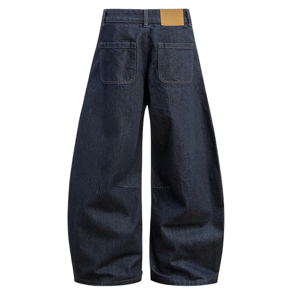 Blue Vintage Black Denim Baggy Jeans — detail shot