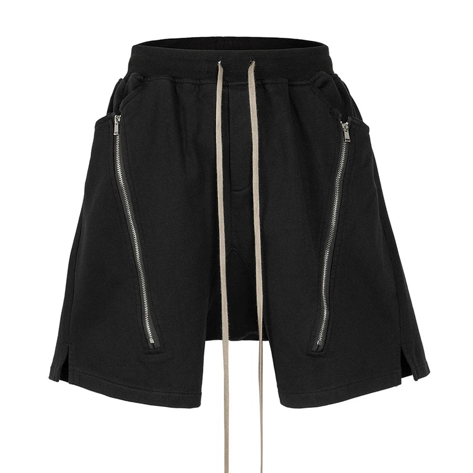 Black Zip Shorts — styling shot