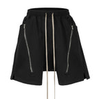 Black Zip Shorts — styling shot