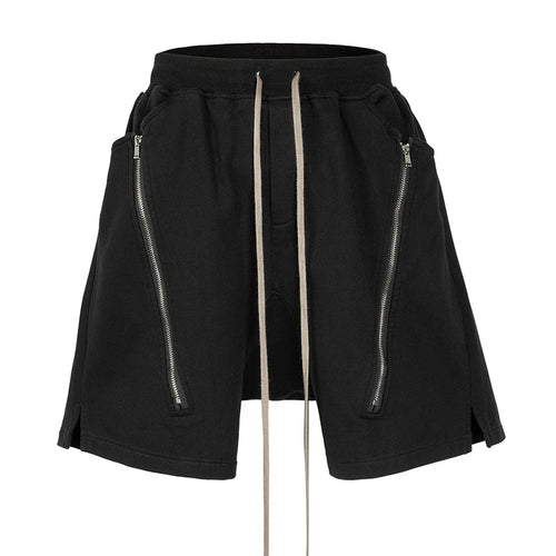 Black Zip Shorts — styling shot