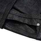 Black Loose Denim Shorts — detail shot