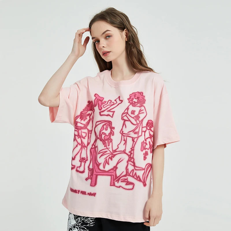 Anime Cartoon Graphic Oversized T-Shirt — fit shot