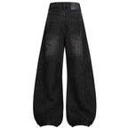 Vintage Blue Ripped Denim Wide Leg Jeans — detail shot