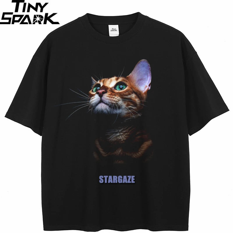 Y2K Black Cat Graphic T-Shirt — front view