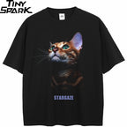 Y2K Black Cat Graphic T-Shirt — front view