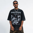 Blue Vintage Graphic Oversized T-Shirt — detail shot