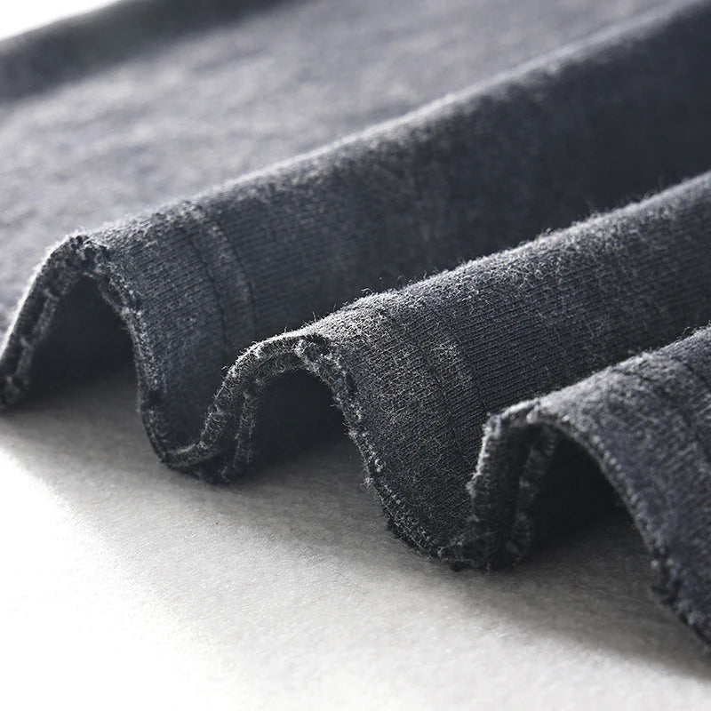 Retro Black Double Faces Washed T-Shirt — fabric close-up