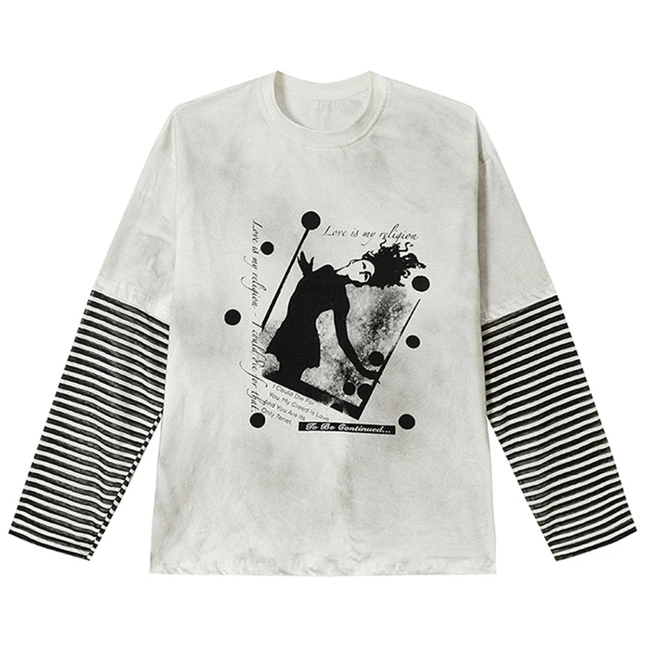 Y2K Vintage Oversized Long Sleeve Tee — styling shot