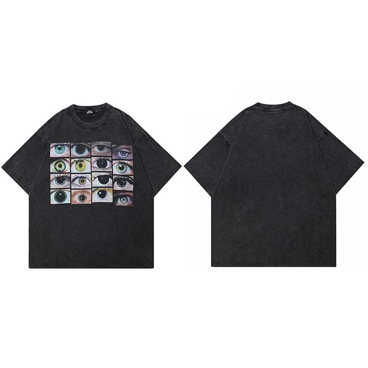 Y2K Black Eyes Washed T-Shirt — styling shot