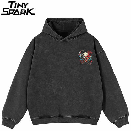 Black Mask Skull Graphic Hoodie — back view