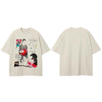Beige Eye Graffiti Graphic T-Shirt — fit shot