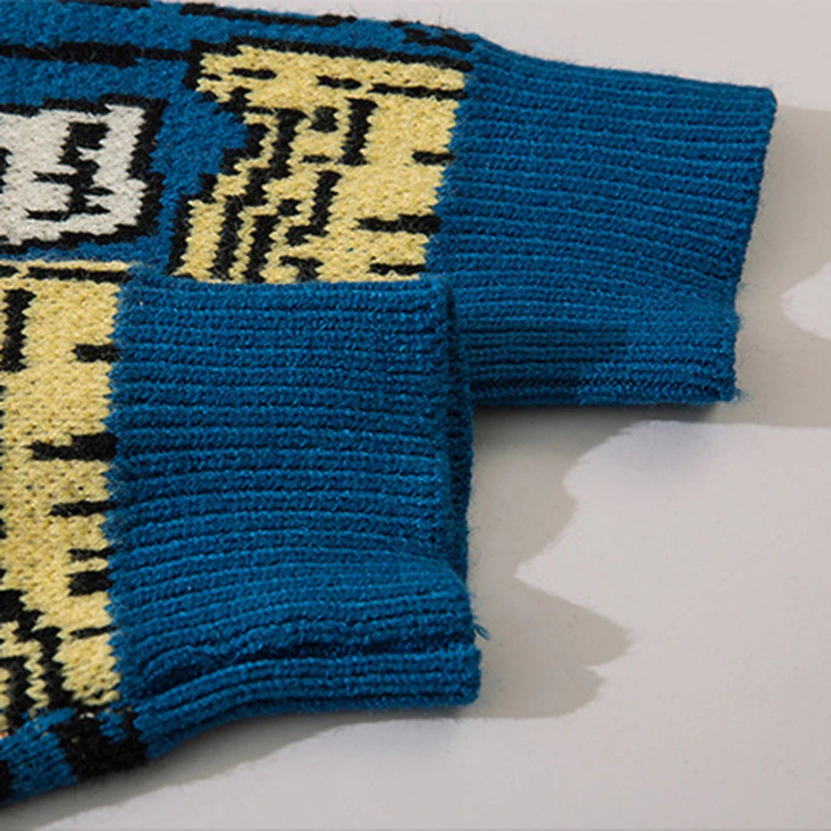Vintage Graffiti Graphic Knit Oversized Sweater — detail shot