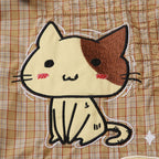 Vintage Cat Plaid Graphic Loose Shirt — detail shot