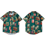 Retro Cigarette Print Hawaiian Shirt — fabric close-up