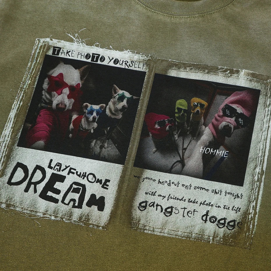 Y2K Dog Graphic Oversized T-Shirt — fit shot